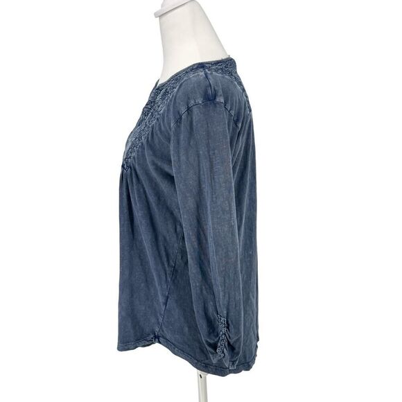 Joie Blue Lace Trim Cotton Top Small Long Sleeve Boho Peasant Tunic EUC - Picture 3 of 12